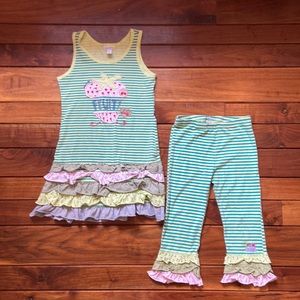 Naartjie Strawberry Dress Leggings Striped Set 7